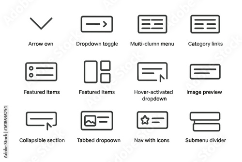 Dark interface icons set for menus and navigation design