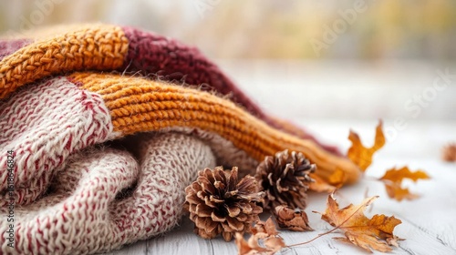 Autumn knitted throw