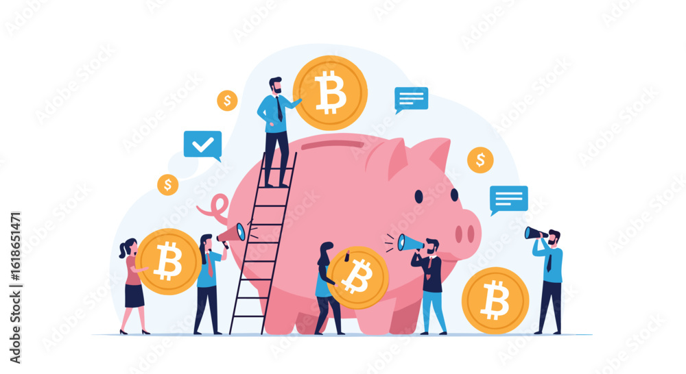 Naklejka premium Cryptocurrency investment growing savings through digital currency and financial planning