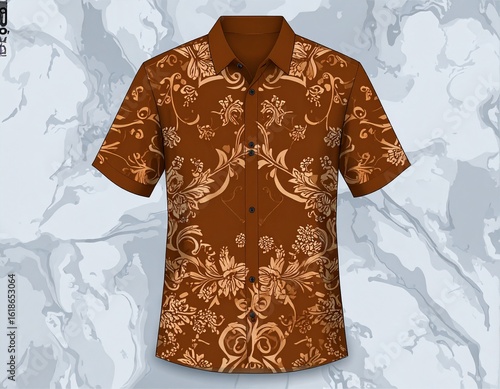 Illustration shirt batik from Indonesia with marble as background