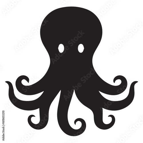 Silhouette Style Vector Minimal Octopus Logo Design – Creative and Modern Graphic Template for Marine Brands, Tech Startups, Seafood Businesses, Ocean Conservation, and Professional Branding in EPS Fo
