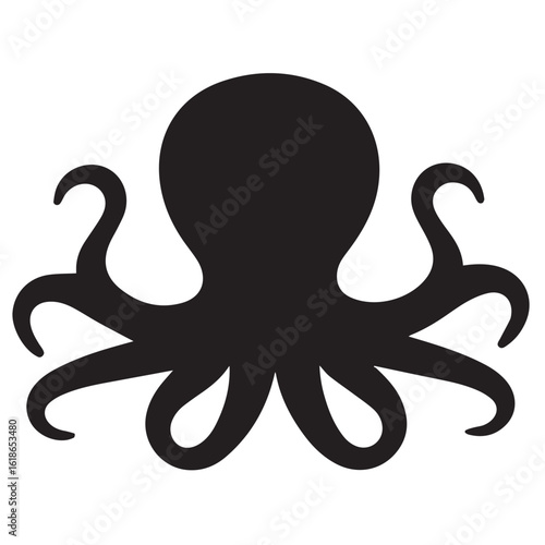 Silhouette Style Vector Minimal Octopus Logo Design – Creative and Modern Graphic Template for Marine Brands, Tech Startups, Seafood Businesses, Ocean Conservation, and Professional Branding in EPS Fo