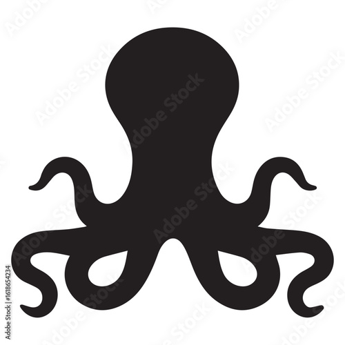 Silhouette Style Vector Minimal Octopus Logo Design – Creative and Modern Graphic Template for Marine Brands, Tech Startups, Seafood Businesses, Ocean Conservation, and Professional Branding in EPS Fo