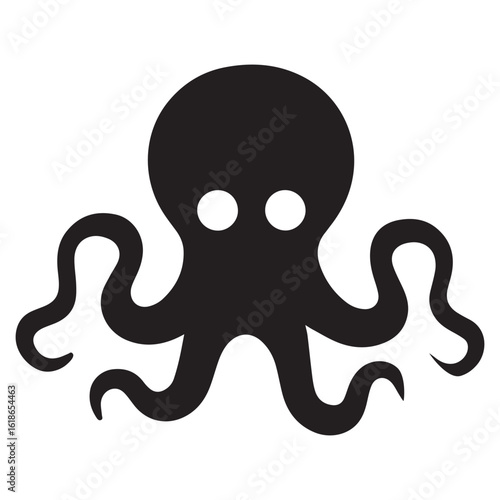 Silhouette Style Vector Minimal Octopus Logo Design – Creative and Modern Graphic Template for Marine Brands, Tech Startups, Seafood Businesses, Ocean Conservation, and Professional Branding in EPS Fo