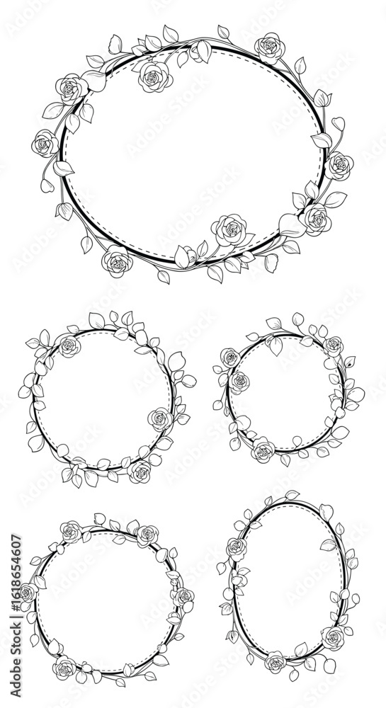 Obraz premium Intricate circular abstract art designs featuring delicate floral motifs and geometric patterns on a white background