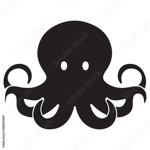 Silhouette Style Vector Minimal Octopus Logo Design – Creative and Modern Graphic Template for Marine Brands, Tech Startups, Seafood Businesses, Ocean Conservation, and Professional Branding in EPS Fo