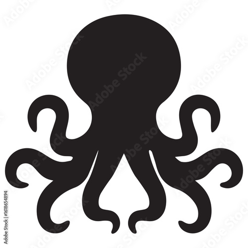Silhouette Style Vector Minimal Octopus Logo Design – Creative and Modern Graphic Template for Marine Brands, Tech Startups, Seafood Businesses, Ocean Conservation, and Professional Branding in EPS Fo
