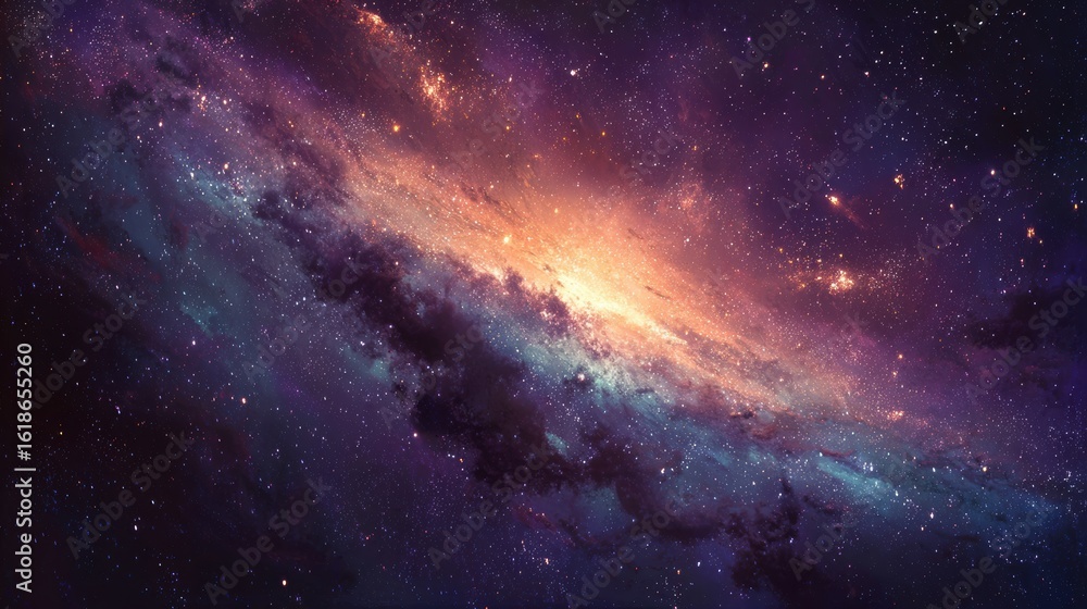 Fototapeta premium Stunning view of a vibrant colorful galaxy with stars in deep space background.