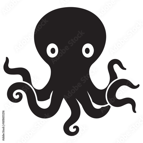 Silhouette Style Vector Minimal Octopus Logo Design – Creative and Modern Graphic Template for Marine Brands, Tech Startups, Seafood Businesses, Ocean Conservation, and Professional Branding in EPS Fo