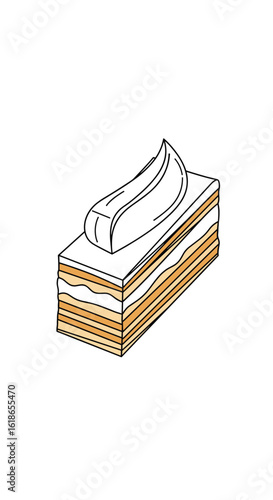 Delicious layers of cream and sponge cake topped with fluffy frosting and drizzled with caramel