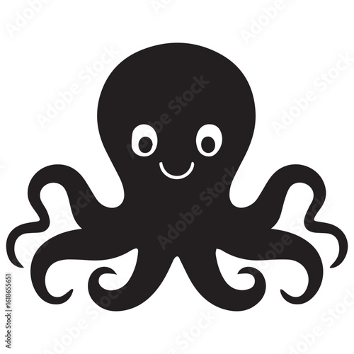 Silhouette Style Vector Minimal Octopus Logo Design – Creative and Modern Graphic Template for Marine Brands, Tech Startups, Seafood Businesses, Ocean Conservation, and Professional Branding in EPS Fo
