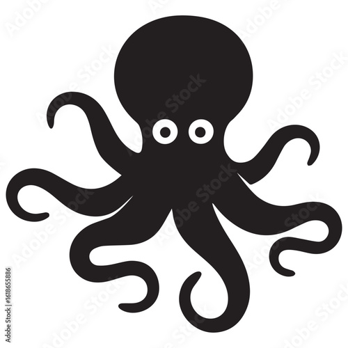 Silhouette Style Vector Minimal Octopus Logo Design – Creative and Modern Graphic Template for Marine Brands, Tech Startups, Seafood Businesses, Ocean Conservation, and Professional Branding in EPS Fo