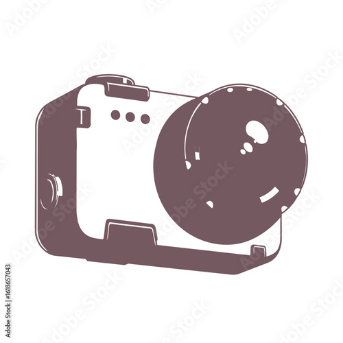 Vector illustration of action camera isolated on white background, a modern digital video recording device with a wideangle lens, perfect for capturing adventures and sports