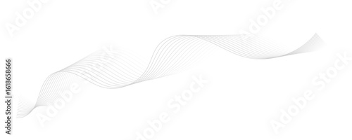 Abstract white and gray background. Abstract linear flowing particles future technology concept abstract wave curve lines banner.  