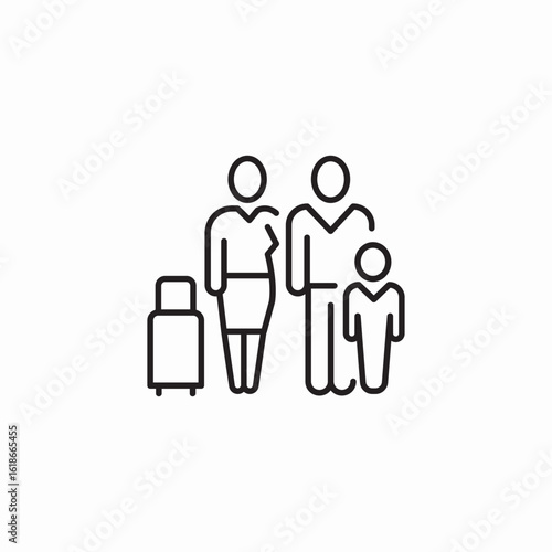 family travel suitcase icon sign vector