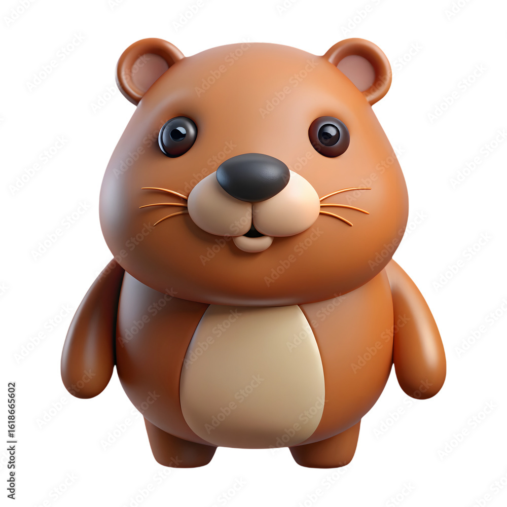 Naklejka premium Adorable Cartoon Groundhog Standing Facing Forward in transparent background