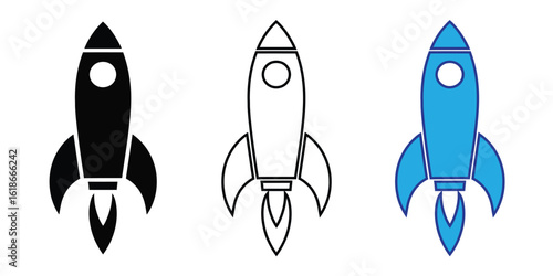 rocket icon set vector on white background. launch, flat, vector, space, universe, startup, fire, fantasy, rocketship, shuttle, science, idea, galaxy, symbol.