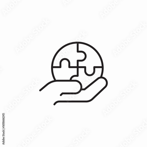 hand holding puzzles icon sign vector