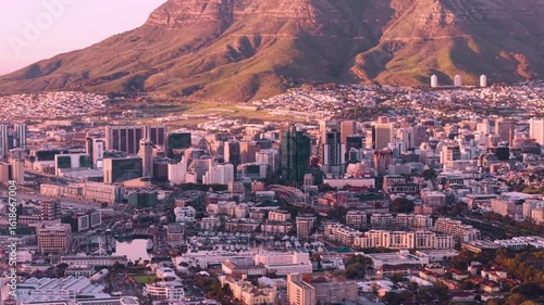 Aerial view of Cape Town, South Africa and Table Mountain