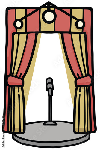 Comedy Show Vertical & Portrait Poster Template. Stand-up Stage Doodle Playful Frame with Blank Copy Space