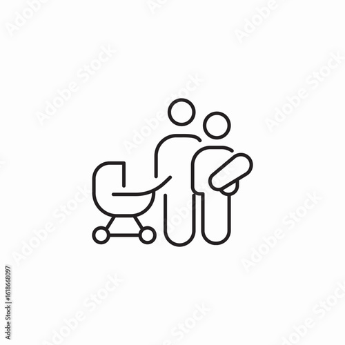 parents baby stroller icon sign vector