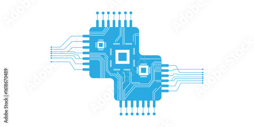 Abstract white blue digital technology futuristic circuit board background design. Technology dots lines connect network background.