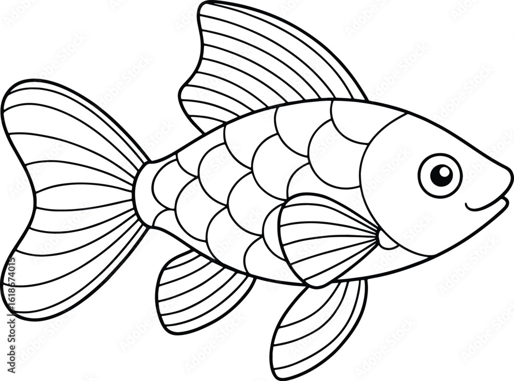 Fototapeta premium Mollyfish cartoon coloring page perfect for kids creative aquatic themed activity books