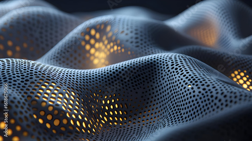 Abstract Design With White Surface And Glowing Gold Dots