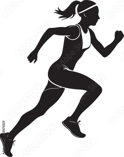 runner girl running silhouette