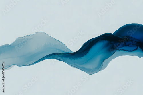 Flowing blue ink abstract liquid