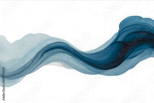 Flowing blue ink waves abstract fluid