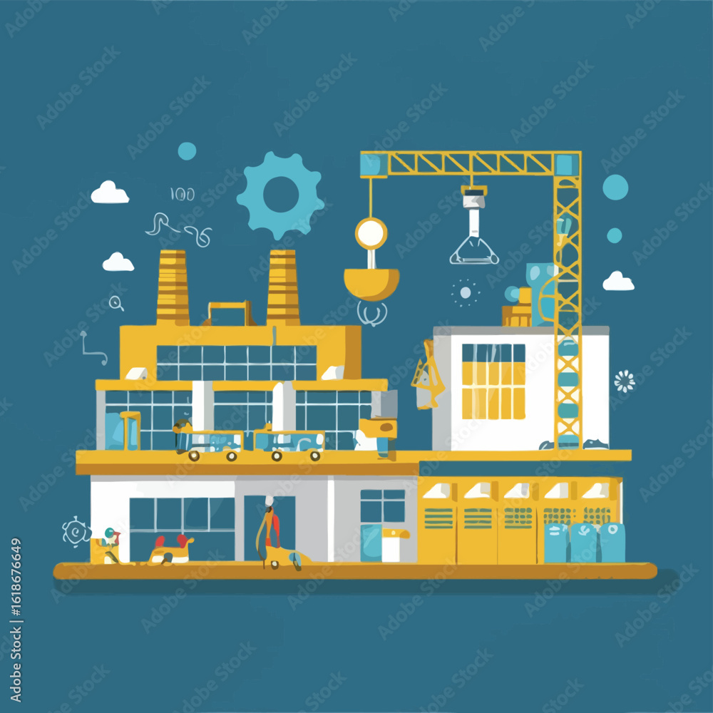 Naklejka premium illustrations vector construction industry building machine 