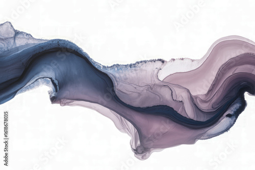 Flowing ink waves of blue and purple abstract fluid