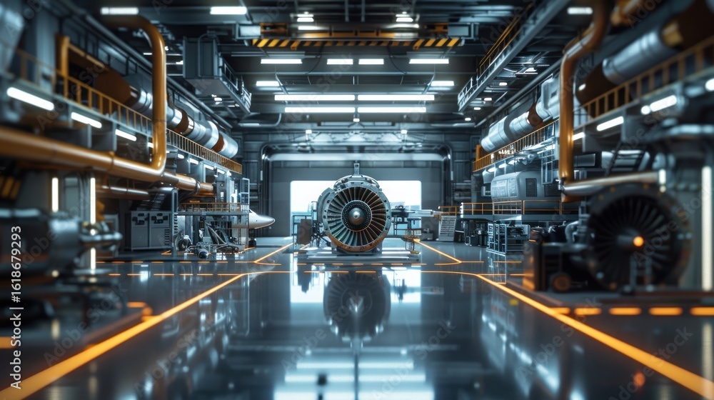 Obraz premium Industrial hangar interior