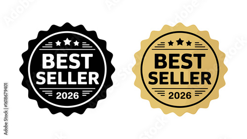 Best Seller 2026 Badge Set Featuring Gold and Black for Marketing and Business Promotion