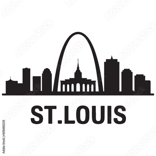 Wallpaper Mural Vector St.Louis skyline. Travel St.Louis famous landmarks. Business and tourism concept for presentation, banner, web site. Vector black silhouette. with white background Torontodigital.ca
