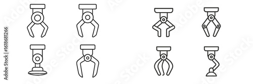 Various mechanical claw designs for industrial applications and robotics