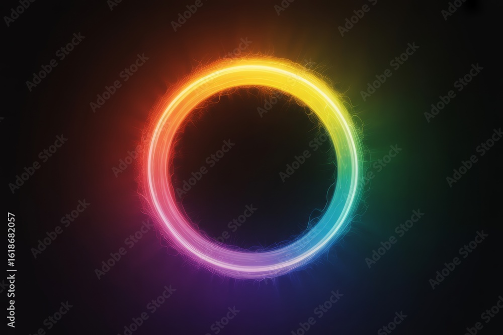 Obraz premium Glowing rainbow circle with wispy edges abstract background