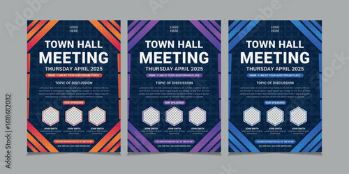 Town Hall Meeting Flyer Templates, vector illustration eps 10.
