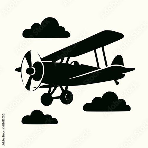 A vector illustration of a vintage red biplane in the sky, perfectly capturing the spirit of aviation travel