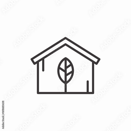 leaf green home icon sign vector