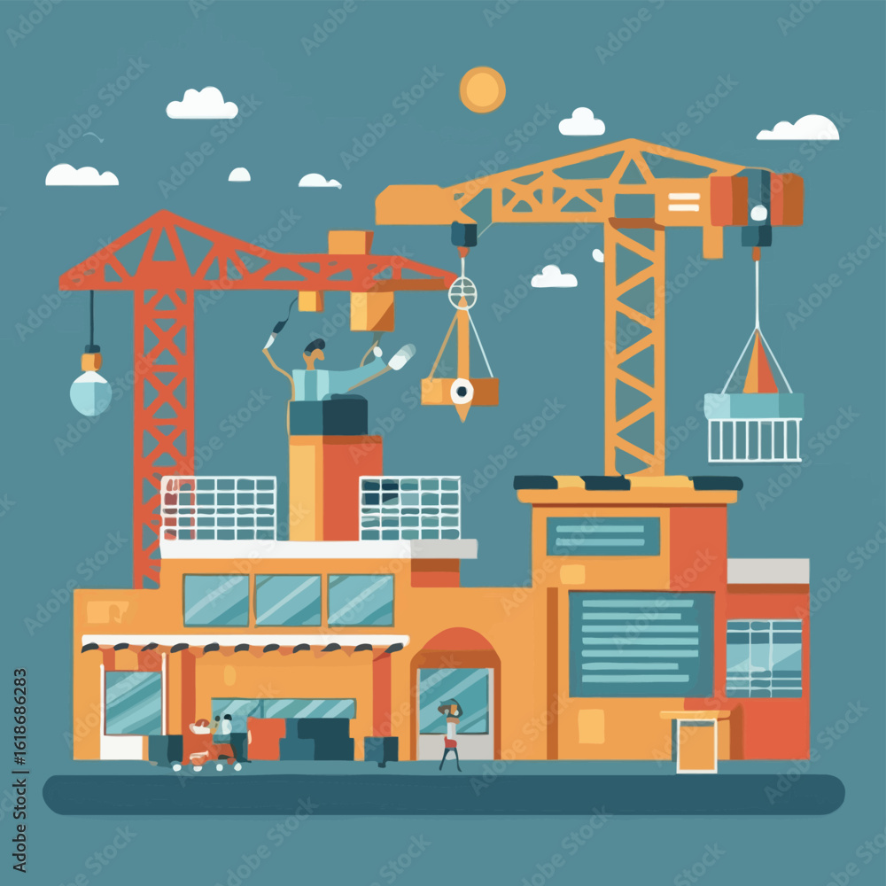 Naklejka premium illustrations vector construction industry building machine 