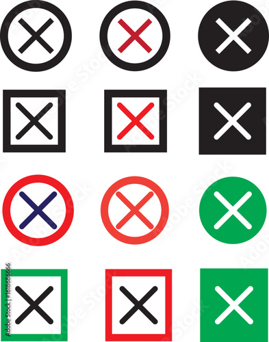 Set of validation and refusal icons, control, error...
