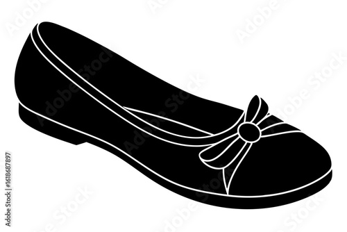 Classic Ballet Flats Vector Illustration with Round Toe and Bow Design