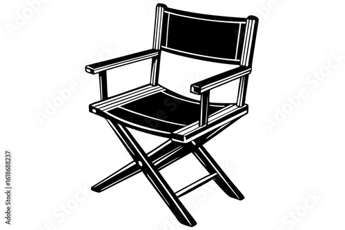 Vector Drawing of Directors Chair with Foldable Seat Design