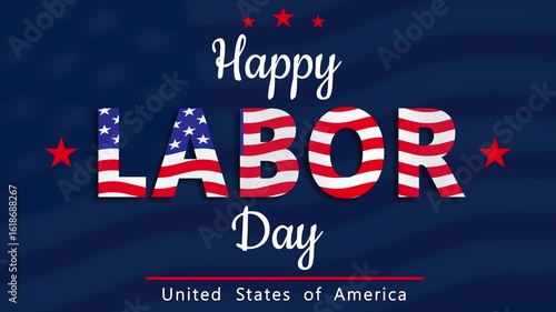 happy labor day United States of America animated banner video footage