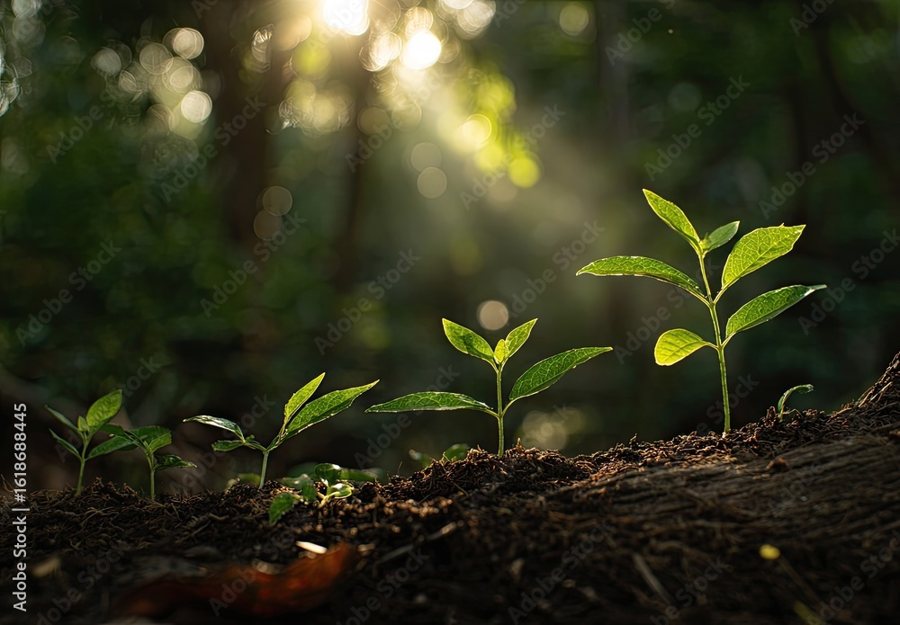 Sunlight on growing seedlings Sunlight on growing seedlings