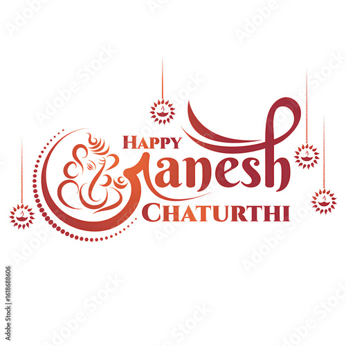 Obraz na plátně Ganesh Chaturthi lettering Text design png Happy Ganesh chaturthi