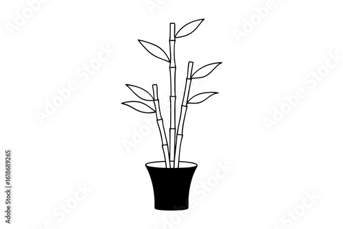 Minimalist Lucky Bamboo Vector Illustration for Holiday Decor