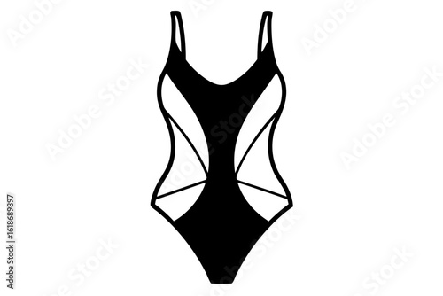 One-Piece Swimsuit Vector with Elegant Strap and Cutout Design